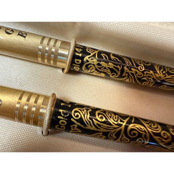 Vintage Chanel No.5 & Arpege 24kt Gold Filigree Perfumed Pens Set in Case - Picture 3 of 8